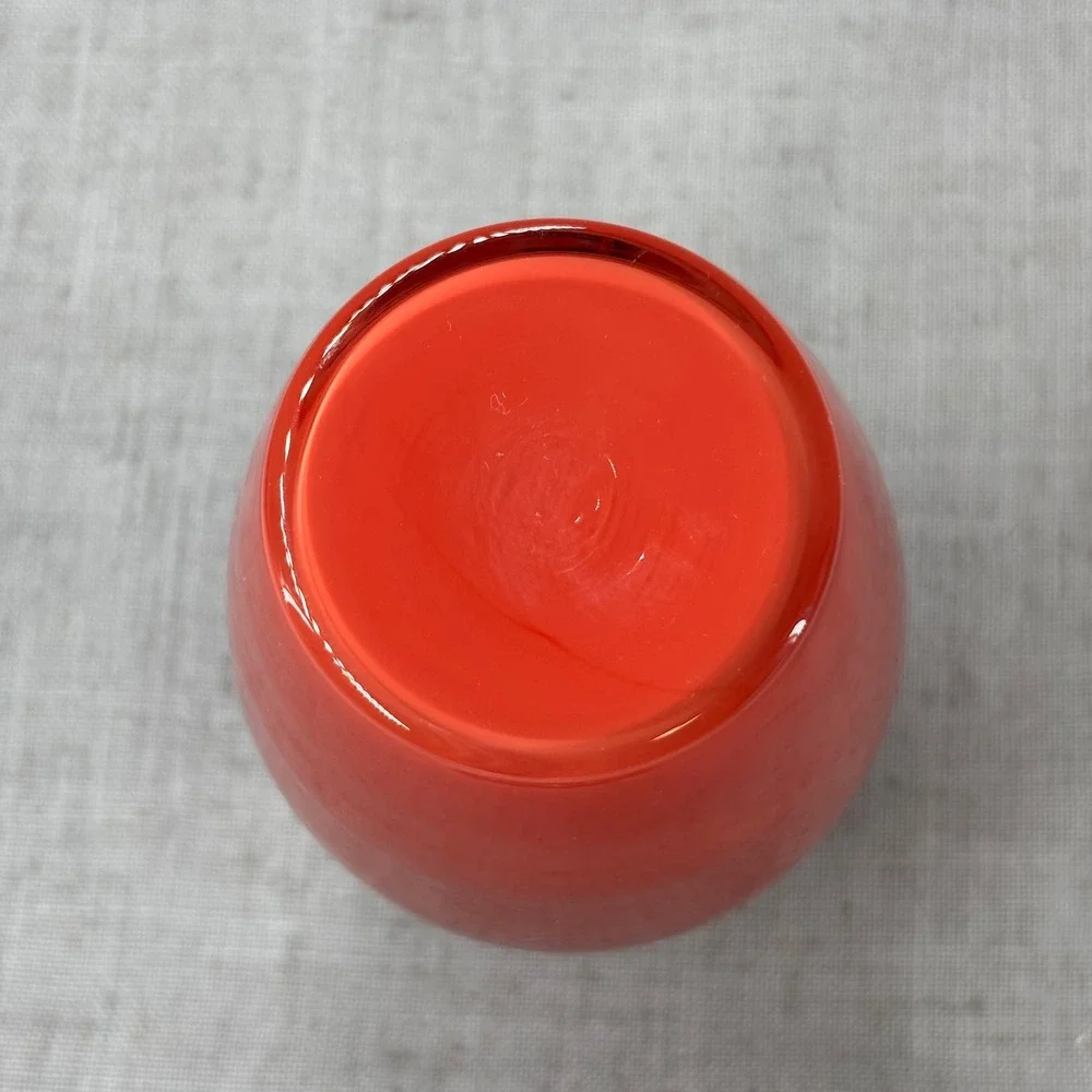 Carlo Moretti Murano Italy Orange Red Cased Glass Bud Vase MCM Signed 5